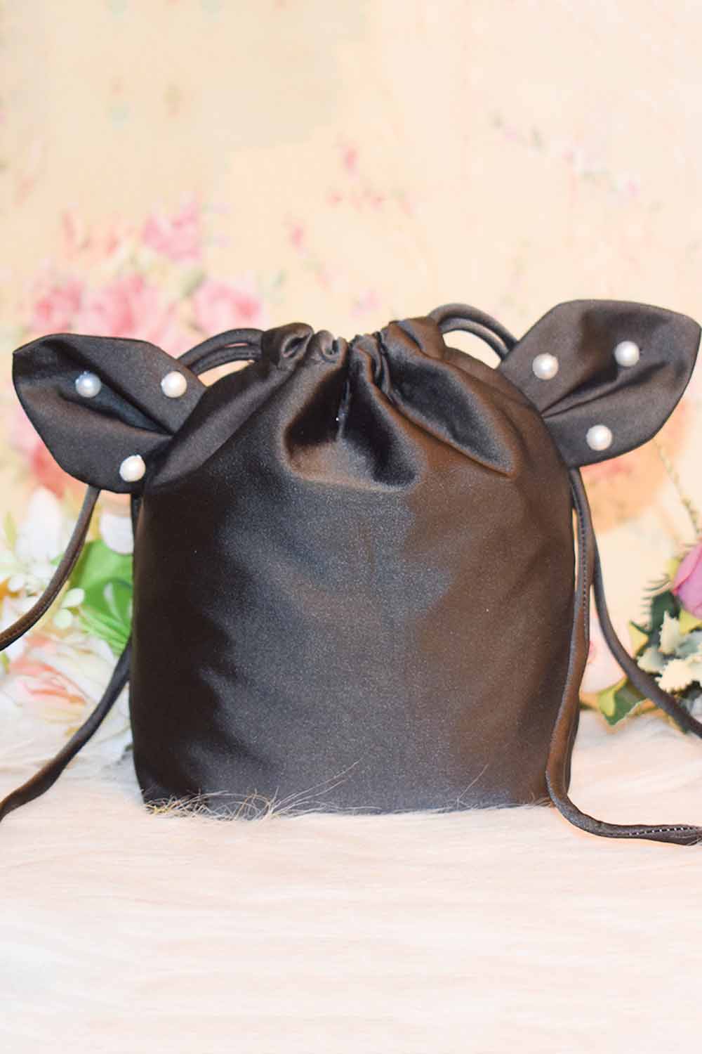 Black Satin Kitty Bag