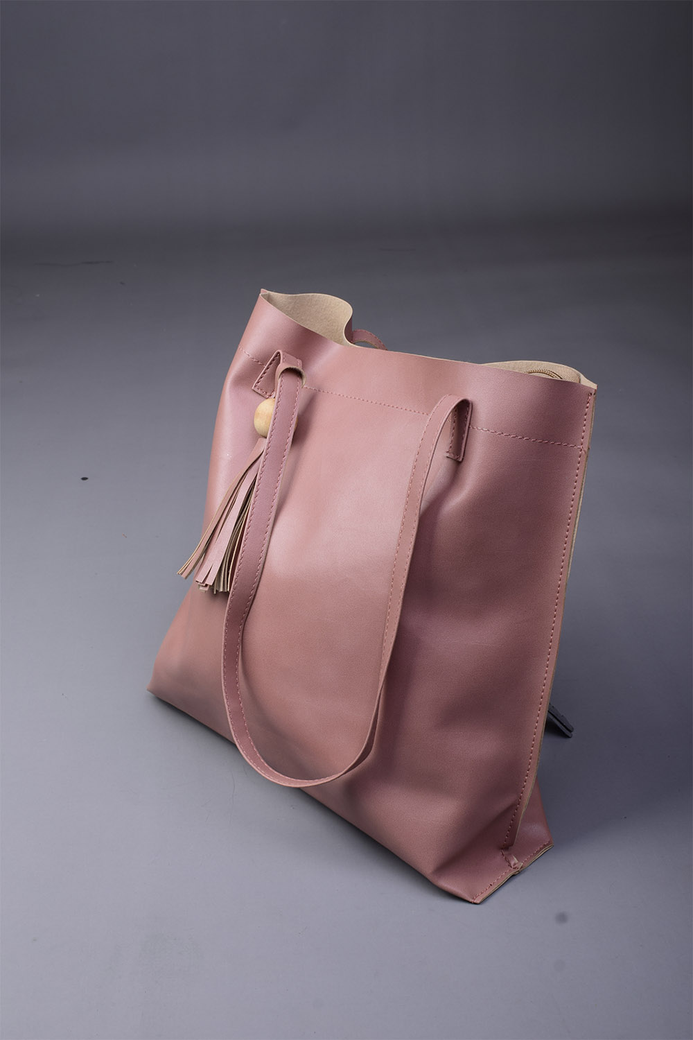 Dusty Pink Handbag With Beautiful Tassel