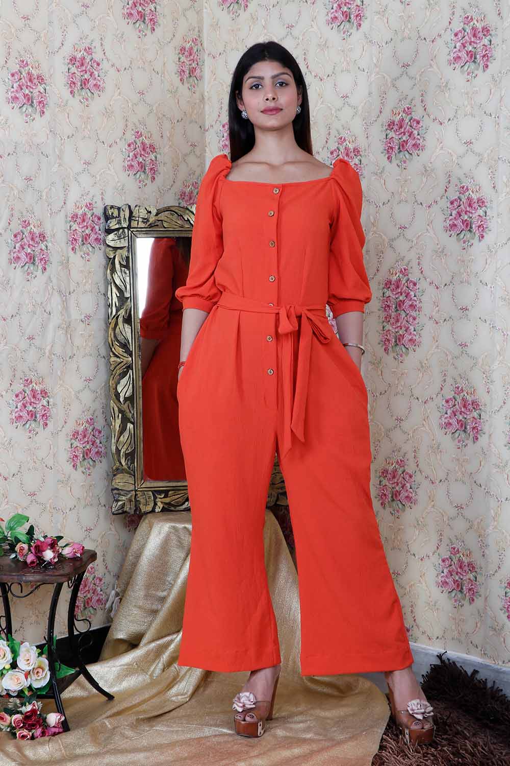 Red Balloon Sleeves Jumpsuit