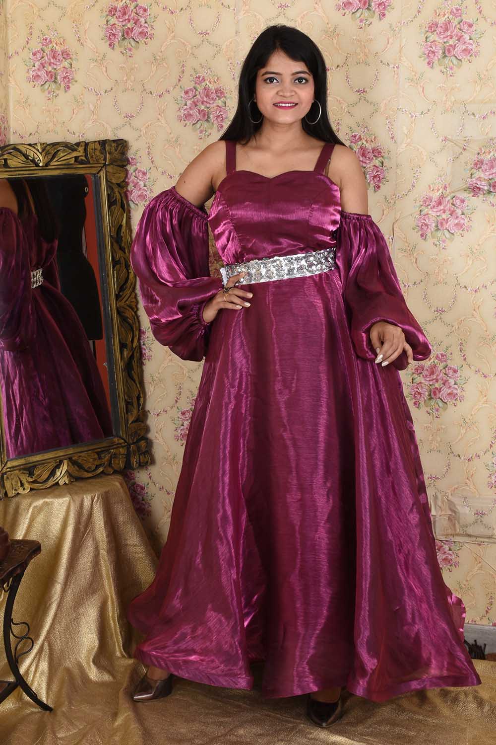 Wine and Silver Anarkali
