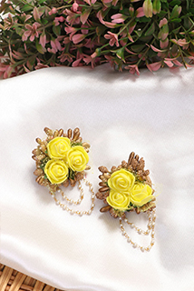 Haldi Special Yellow Rose Earring