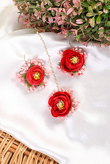 Haldi Special Rose Earring Mangtika Set