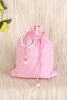 Baby Pink Chikankari Potli Bag