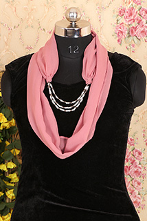 Dusty Pink Beaded Scarf