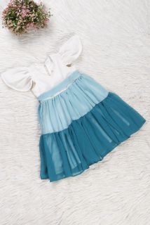 White Blue Shaded Candy Dress