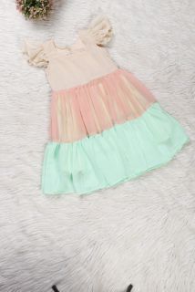 Pastel Peach and Green Candy Dress