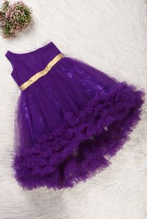 Purple Net High Low Ruffled Dress