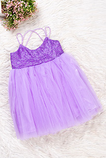 Lavender Net and Sequins Party Dresses