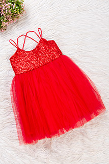Red Net and Sequins Party Dresses