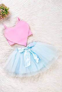 Pink and Blue Heart Top and Skirt Set