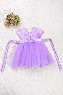Lavender Cute Bow Satin and Net Dress