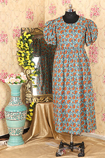 Flower Printed Cotton Maxi Dress with Feeding Zip