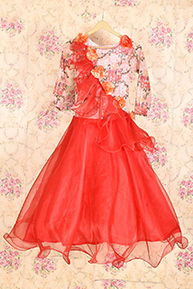 Red Sequins and Organza Gown