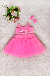 Pink Ruffled Net Dress