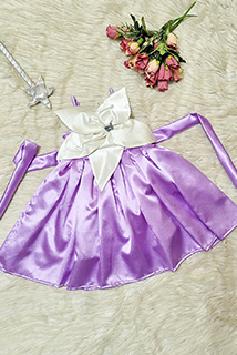Applique Work Lavender And White Dress