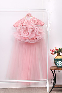Onion Pink Barbie Style Dress with Trail