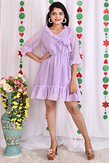 Lavender Dobby Georgette Short Dress