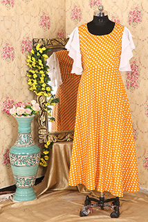 Mustard Polka Dots Maxi Dress with Feeding Zips