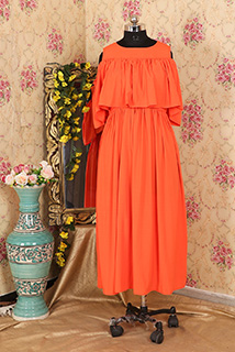 Orange Fit and Flare Dress with Feeding Zips