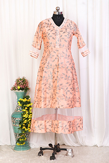 Peach Printed maxi dress with feeding zip