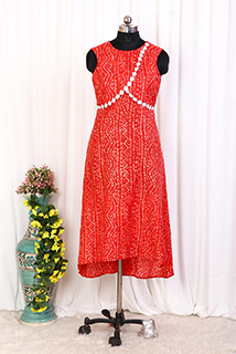 Cotton Bandhani Print Maxi Dress with feeding zip