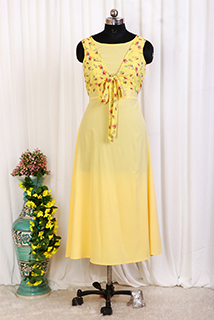 Yellow Crepe maxi dress with feeding zip