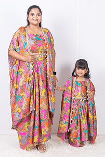 Multicolor Indo-western Co-Ord Mom and Daughter Combo