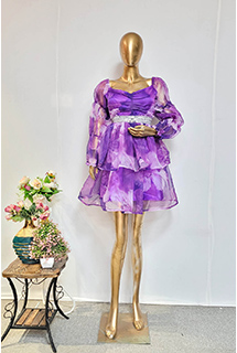 Purple Printed Short Dress