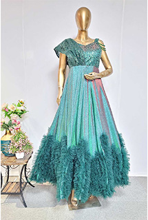 Bottle Green Cocktail Party Gown