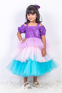 Shimmery Ruffles Short Dress For Kids