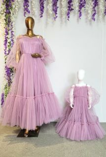Mauve Net Mom and Me Gowns