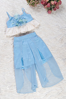 Sky Blue and White Georgette Coord Set