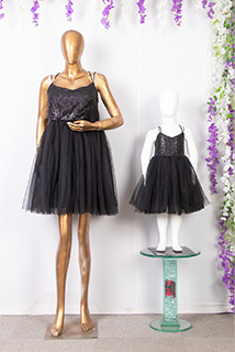 Black Sequins and Net Mom and Me Dress