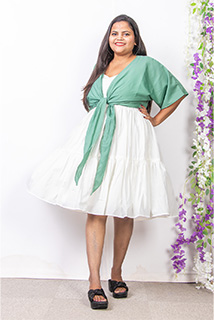 White and Green Dress with Shrug