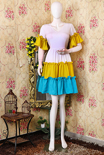 Colorful Crepe Short Dress