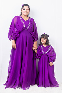 Purple Kaftan Style Mother Daughter Combo
