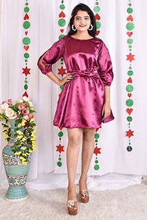 Pink Satin Short Dress