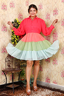 Colorful Balloon Sleeves Candy Dress