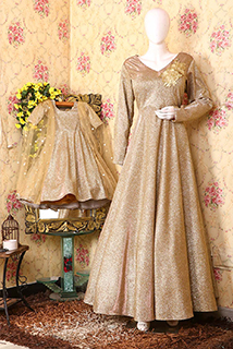 Golden Shimmery Mother Daughter Combo Gown