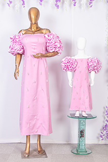 Pink Designer Dresses Mom And Me Twining Set