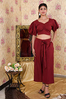 Maroon Solid Co-Ord Set