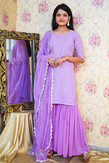 Lavender Chikankari Sharara Suit with Dupatta