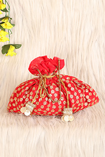 Red Golden Embroidered Potli Bag